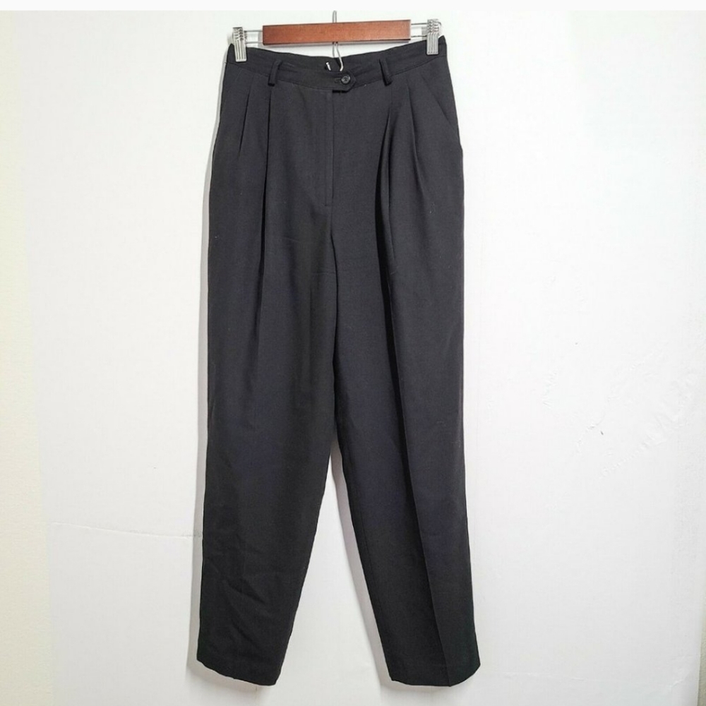 VTG Lauren RALPH LAUREN Hi Rise Pleated BLACK  Pants tapered Size 6 Lined